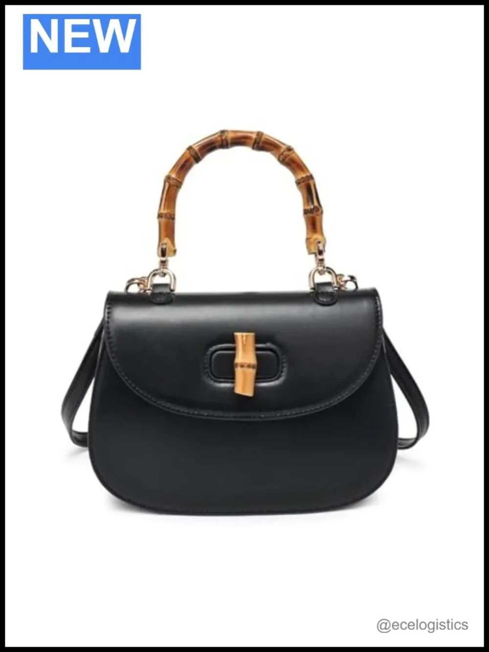 Bamboo Handle Crossbody Clutch Evening Bag Women's Convertible Leather